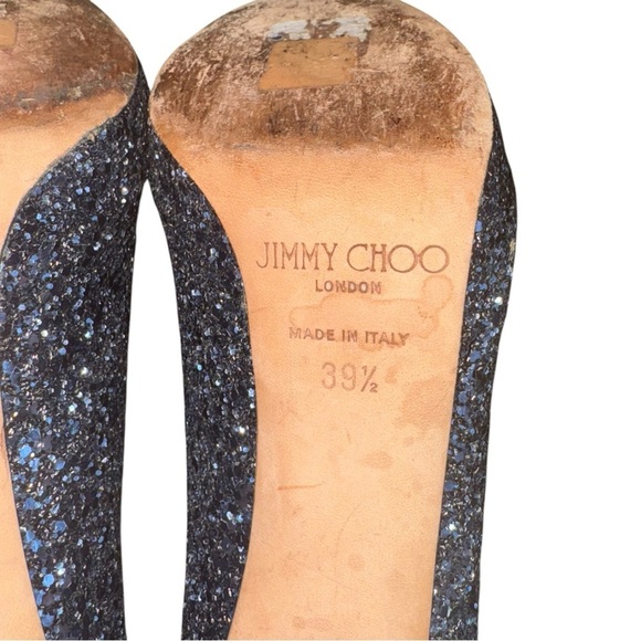JIMMY CHOO Luna Multi Glitter Petrol Heels Pumps 100 EU Size 39.5 - Picture 9 of 14